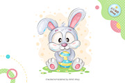 Cartoon Easter Bunny. Tshirt, PNG., an Animal Illustration by KENO Mascots (Thumbnail 2 of 5)