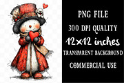 Valentine Whimsical Snowman Clipart, an Illustration by Designking (Thumbnail 4 of 5)