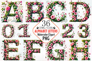 Watercolor Floral Alphabet Clipart, an Illustration by RobertsArt (Thumbnail 1 of 7)