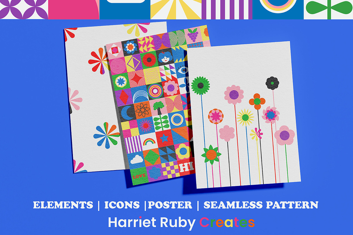 Colorful Geometric Shapes + Patterns, a Pattern Graphic by Harriet Ruby Creates (Photo 2 of 9)