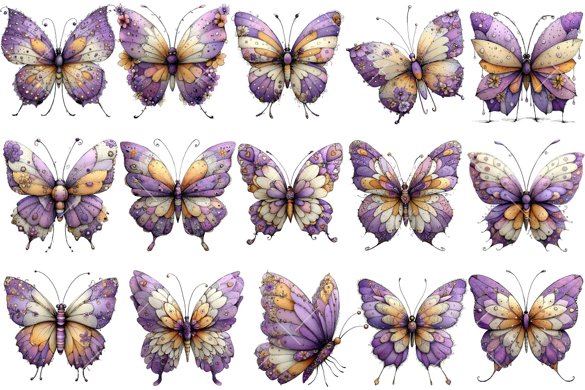 Whimsical Spring Butterfly Clipart, an Illustration by OK Design (Photo 3 of 6)