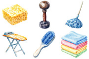 Watercolor Housekeeping Clipart, an Illustration by Daily.Designs (Thumbnail 2 of 5)