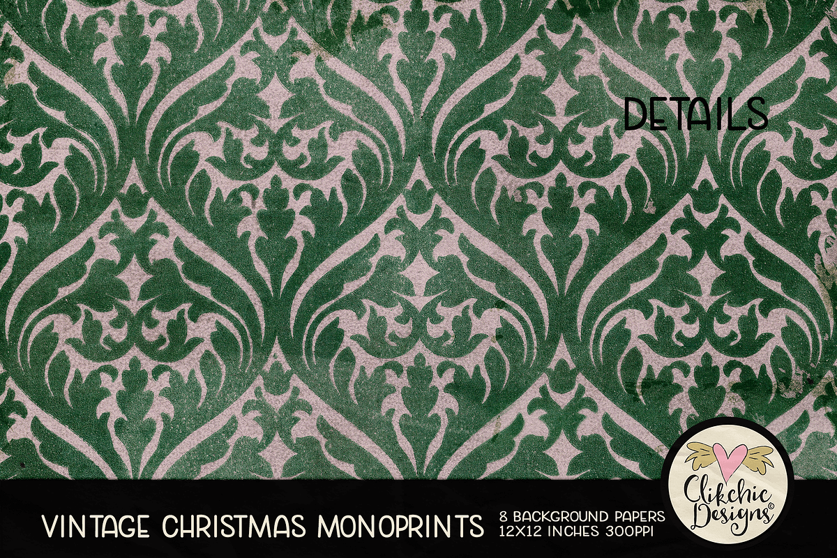 Vintage Christmas Monoprint Papers, a Texture Graphic by Clikchic Designs (Photo 6 of 6)