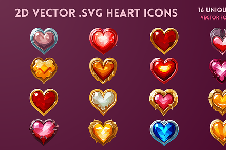 2D VECTOR .SVG HEART ICONS