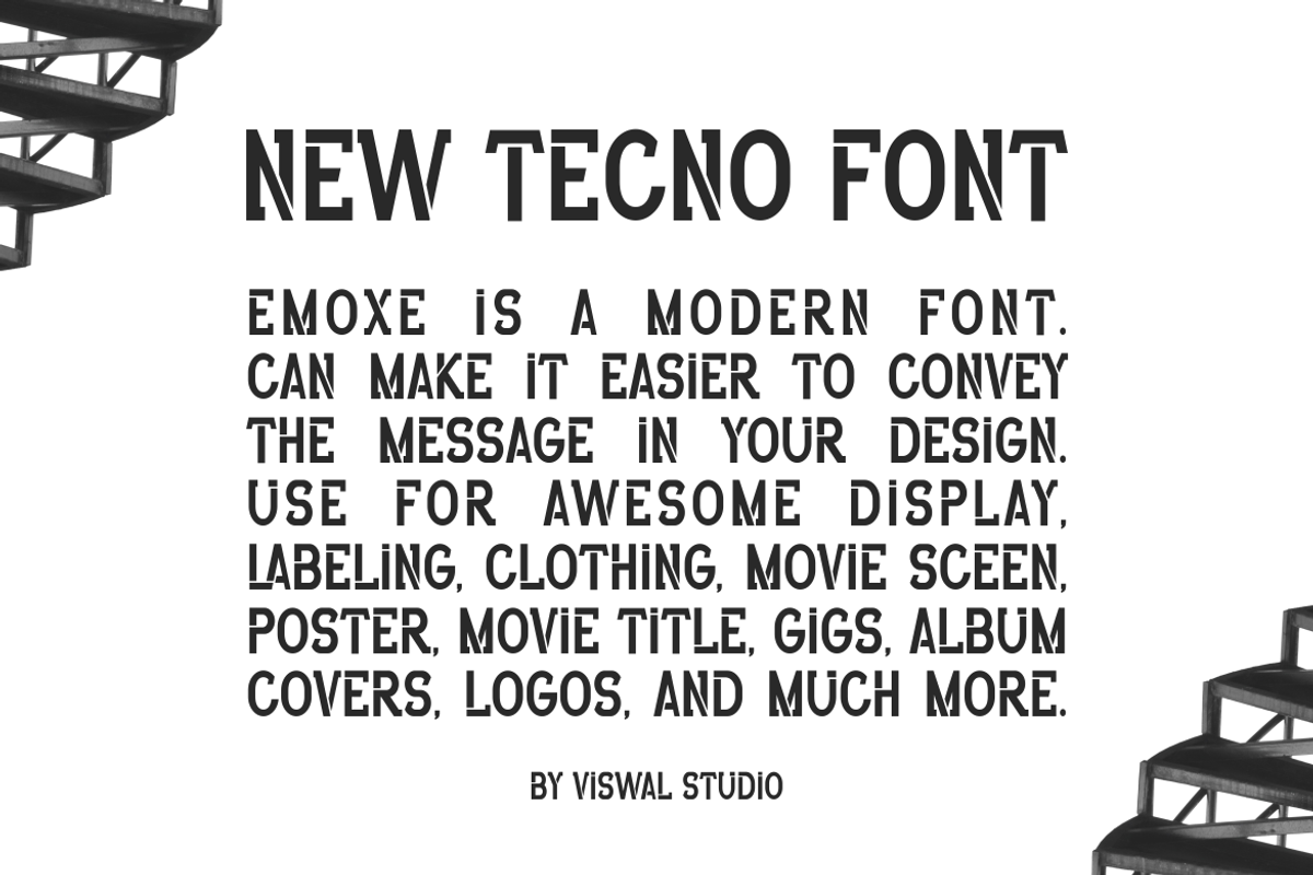 Emoxe - Modern Font, a Sans Serif Font by Viswal Studio (Photo 2 of 6)