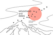 Mountains & Birds, a Decorative Illustration by Valentyna Smordova (Thumbnail 1 of 8)