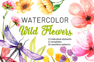 Watercolor Set Wild Flowers