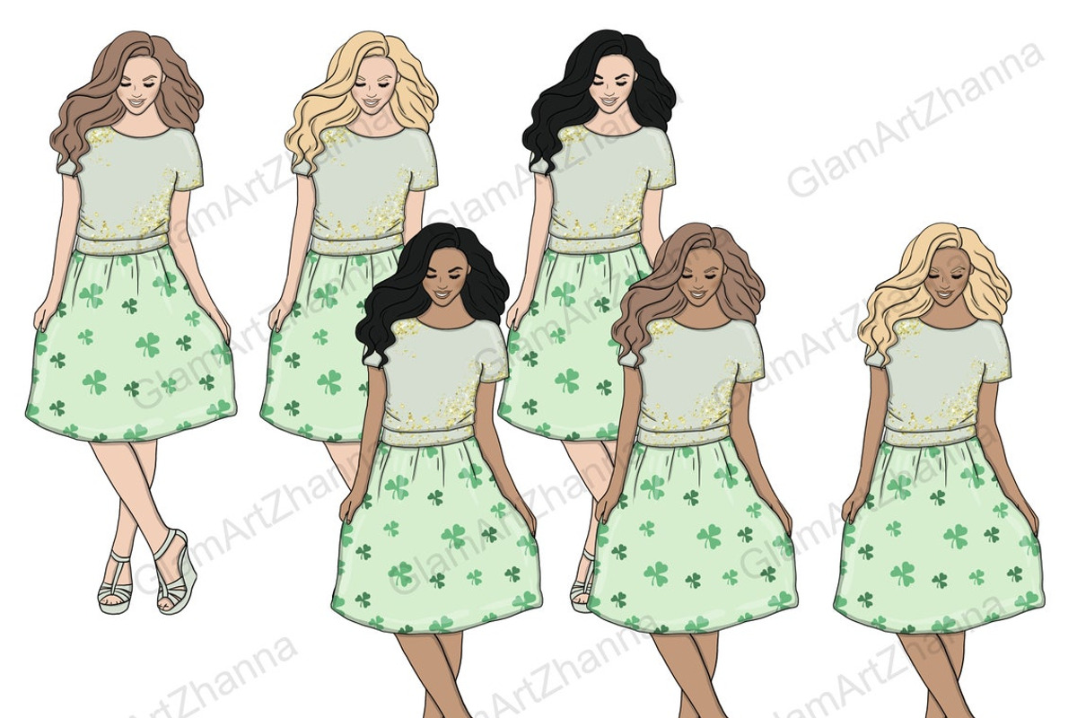 Saint Patrick's Day Girls Clipart, a Person Illustration by GlamArtZhanna (Photo 3 of 4)