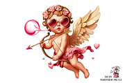 Cupid with Bow and Bubblegum Clipart, an Illustration by Clipart Studio (Thumbnail 5 of 13)