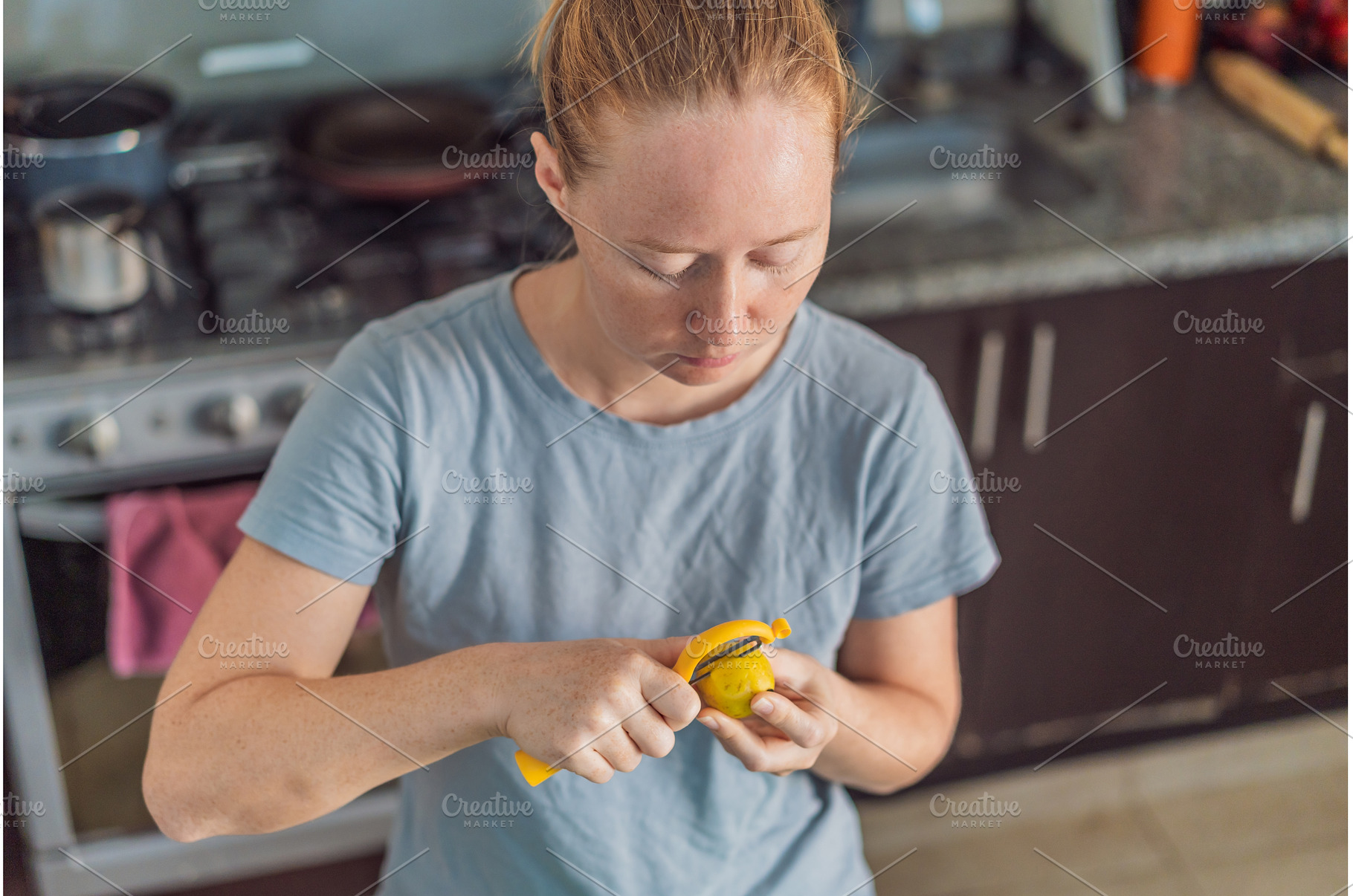 Woman preparing breakfast in a, a Food & Drink Photo by Elizaveta Galitskaya