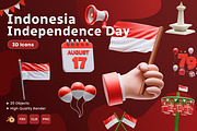 Indonesia Independence Day 3D Icons, an Object 3D Model by Azam Creative (Thumbnail 1 of 5)
