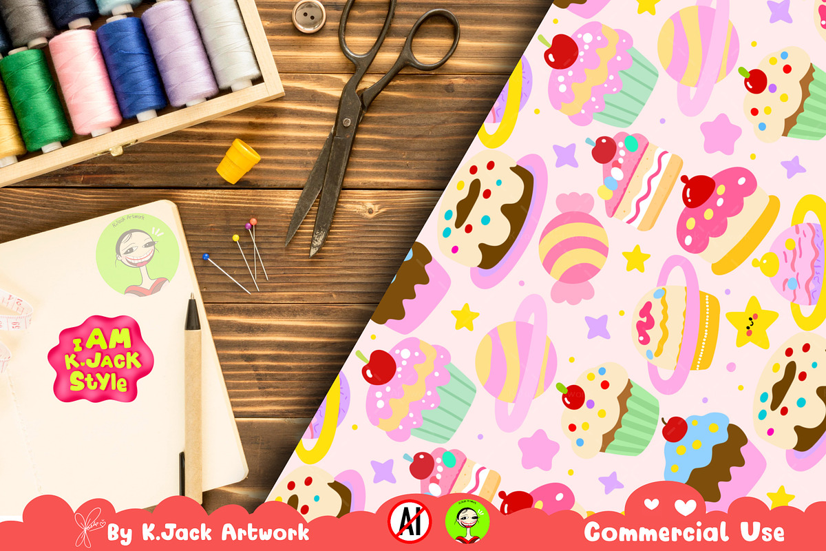 Sweet Space Bakery Seamless, a Background Graphic by K.JackArtwork (Photo 6 of 8)