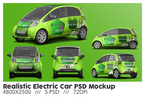 Realistic Electric Car PSD Mockup