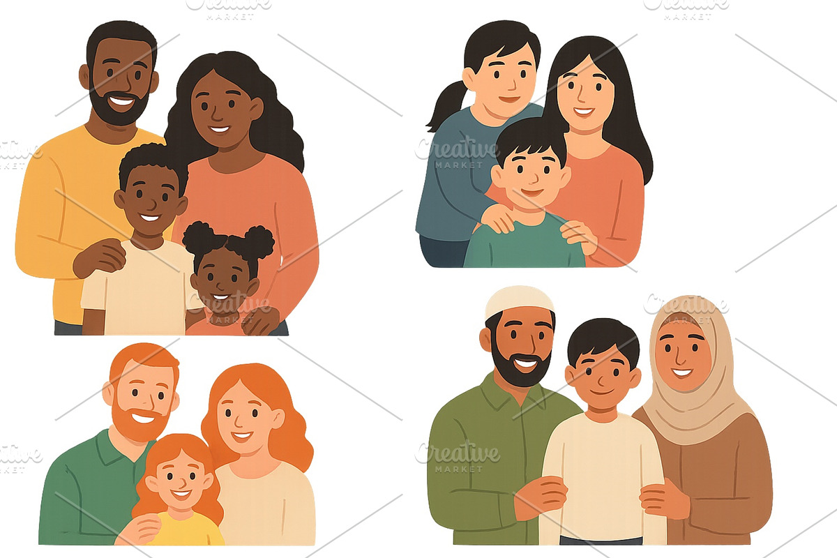 Diverse families sharing joyful, an Object Illustration by ZinetroN