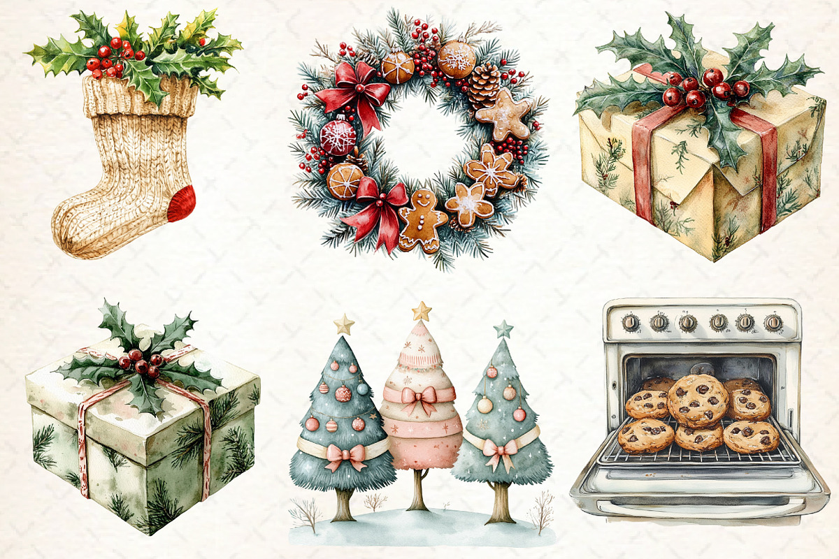 Watercolor Christmas Baking Clipart, an Illustration by Libby Wishes (Photo 5 of 7)