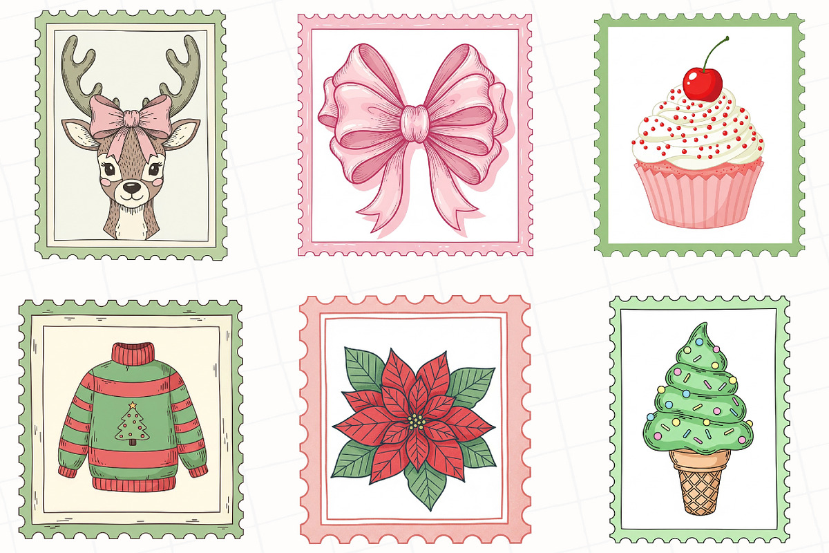 Christmas Postage Stamp Clipart, an Illustration by OK Design (Photo 3 of 5)