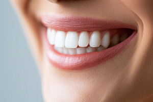 Woman’s perfect white teeth