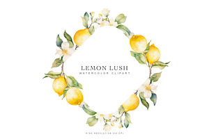 Watercolor Lemon Clipart Collection