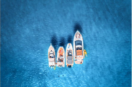 Aerial view of luxury yachts and, a Nature Photo by den-belitsky