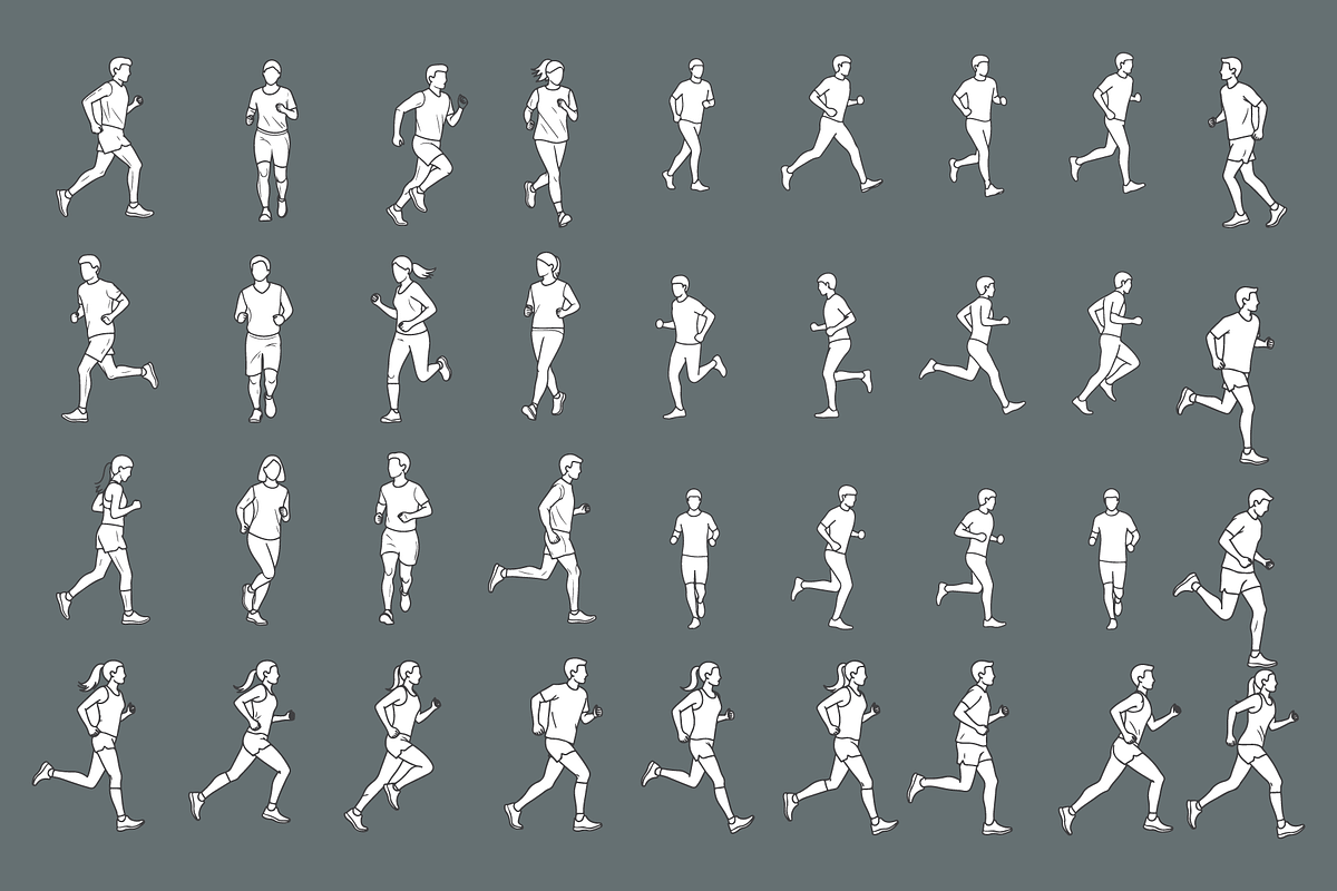 People Running Activities Vector Set, a Person Illustration by MkStudio