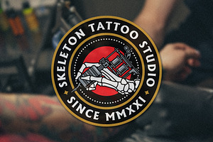 Skeleton Tattoo Badge Logo