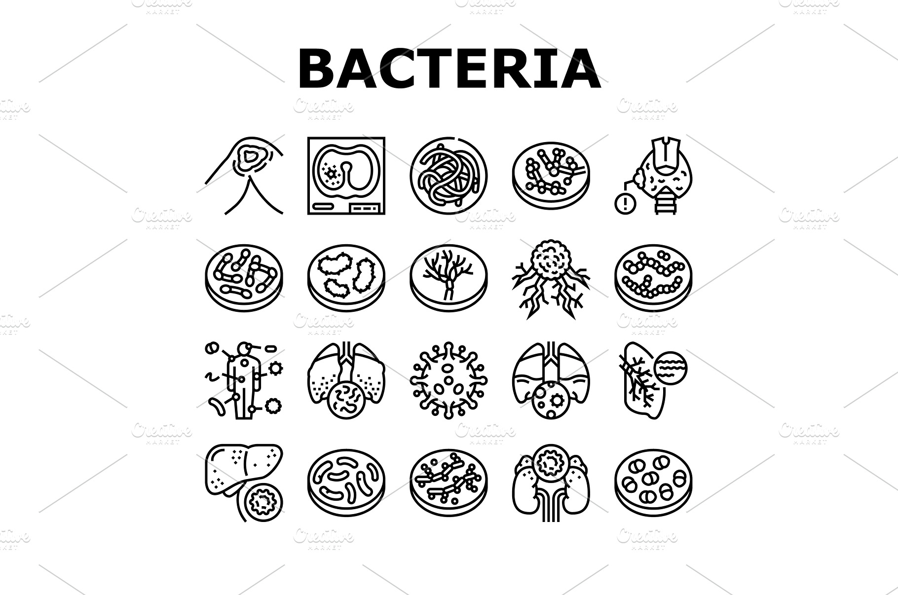 Bacteria Infection Collection Icons, an Industrial Photo by pikepicture