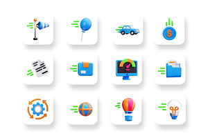 Motion And Speed 3D Icons