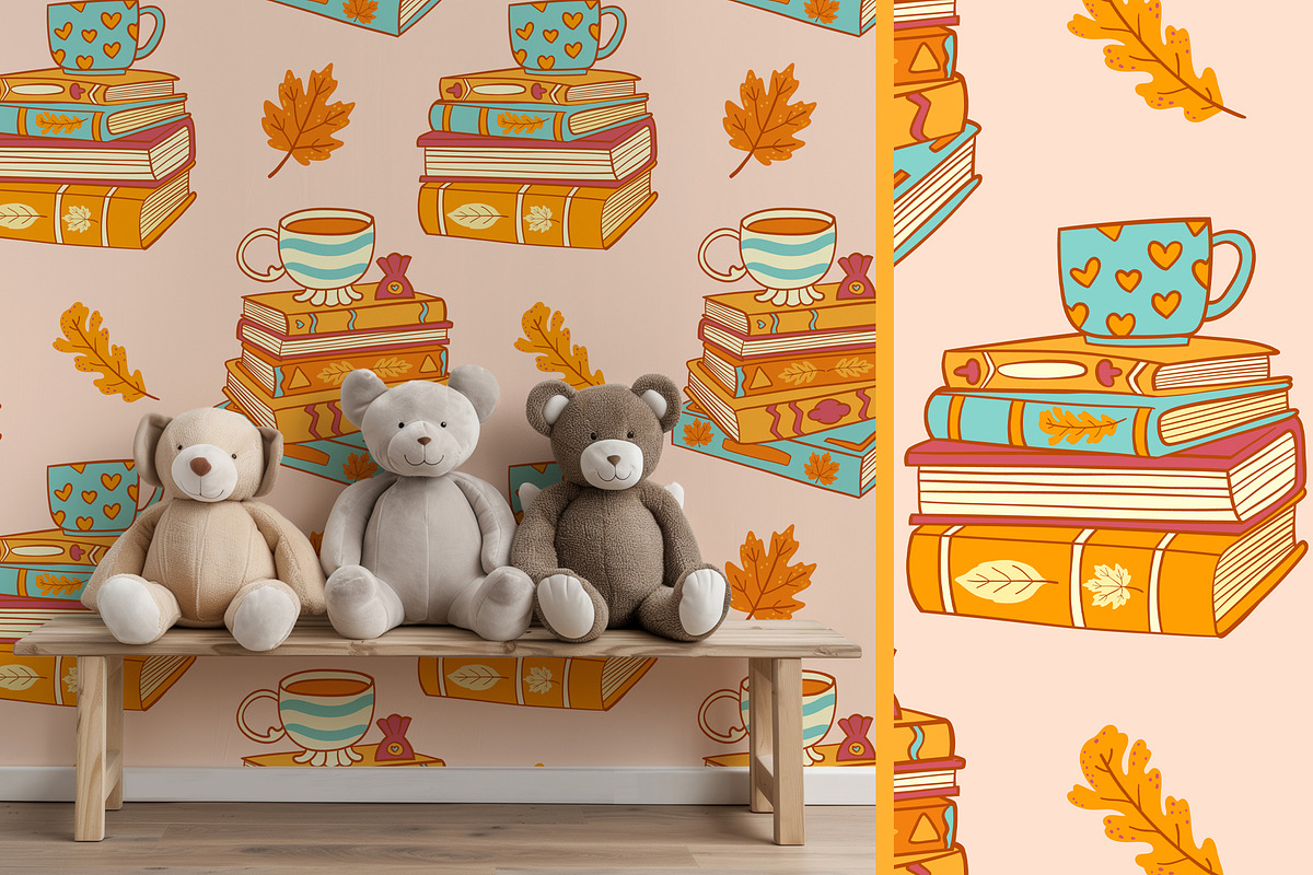 Autumn Books vector clipart patterns, an Education Illustration by Carpet Tapete Pretzel (Photo 11 of 13)
