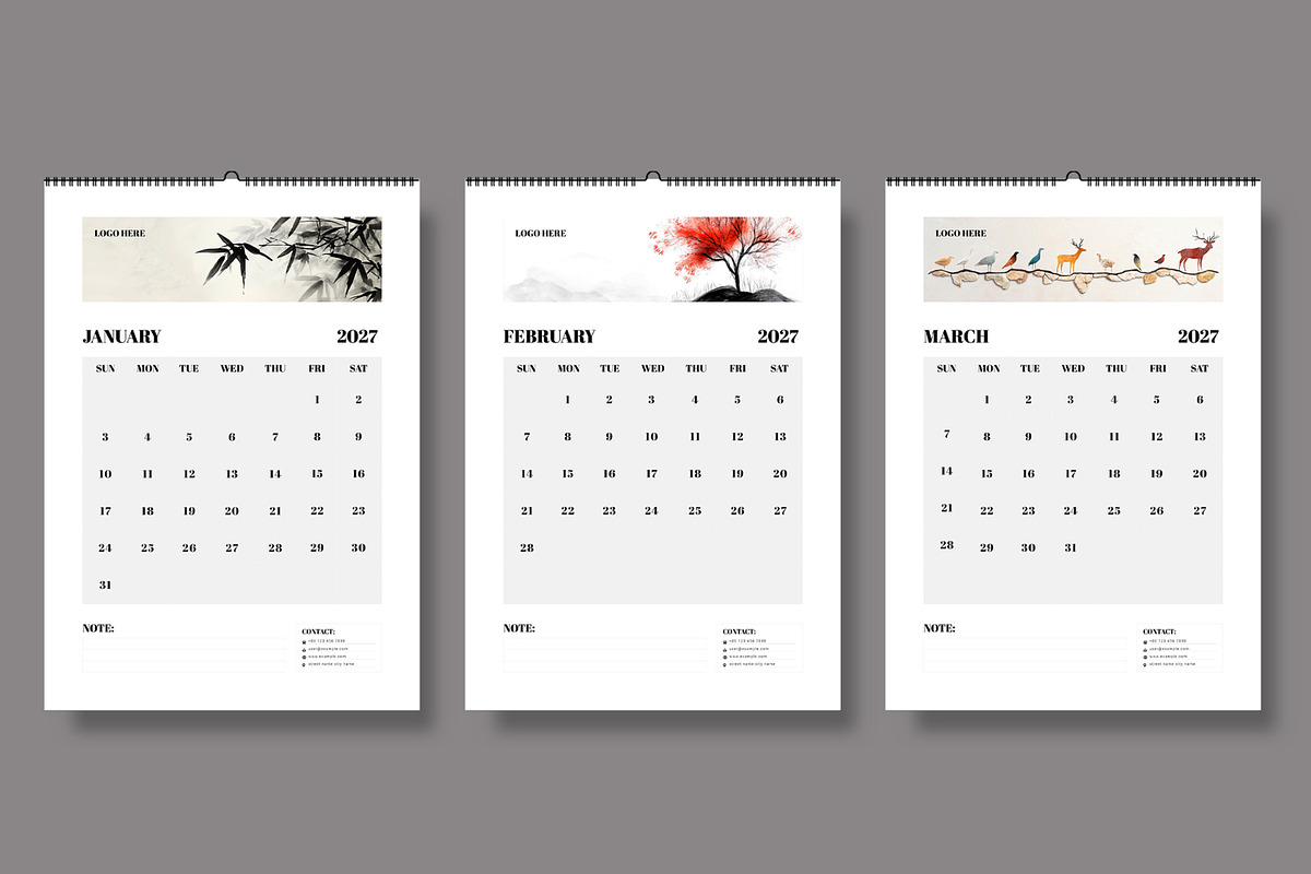 Calendar Template 2027, a Stationery Template by ContestDesign (Photo 2 of 5)