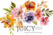 Watercolor Juicy Bright Flowers, a Decorative Illustration by GraphicsDish (Thumbnail 1 of 3)