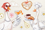 Watercolor Pastry Chef Goose Clipart, a Graphic by Watercolor dreams (Thumbnail 3 of 5)