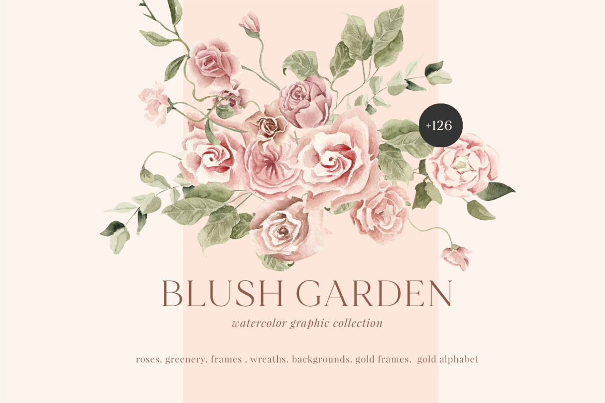 Blush Garden- Watercolor Floral set, a Texture Illustration by Grace Noboa Illustrations (Photo 1 of 10)