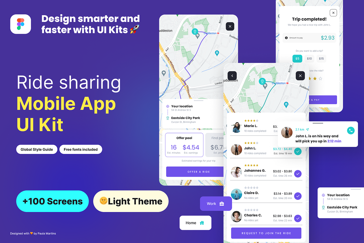 Ride Sharing App iOS UI Kit, an App Template by Paula M UI Store (Photo 1 of 5)