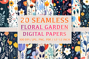 20 Seamless Floral Garden Patterns