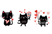 Valentine black cat clipart, an Illustration by Designworld (Thumbnail 4 of 4)