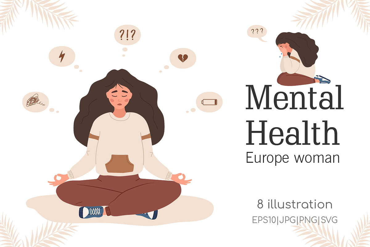 Mental Health europe woman, a Healthcare Illustration by KeronnArt (Photo 1 of 8)