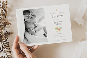 Minimalist Baptism Invite, a Card Template by By Stephanie Design