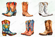 Western Boots Watercolor Clipart, an Illustration by Creative Art (Thumbnail 6 of 10)