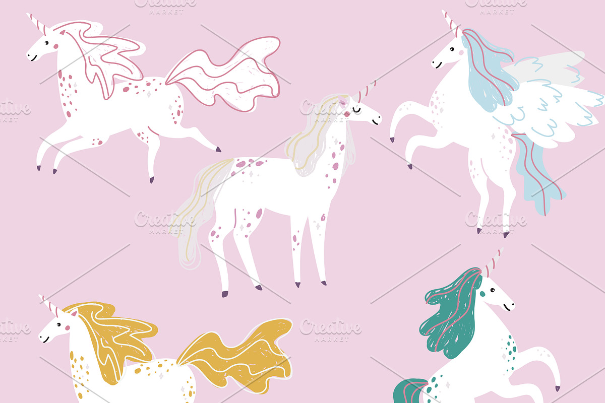 Unicorn pattern + BONUS 98 elements, a Pattern Graphic by Lineli (Photo 11 of 11)