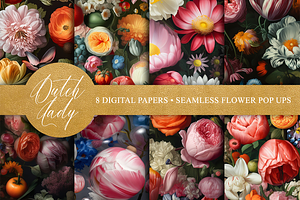 Realistic Flower Wallpaper Patterns, a Pattern Graphic by The Dutch Lady Designs