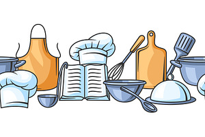 Pattern with kitchen utensils., a Pattern Graphic by incomible
