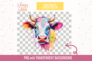 Watercolor Rainbow Cows Clip Art, an Animal Illustration by Whimsy & Wishes (Thumbnail 2 of 3)