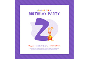 Happy Second Birthday Invitation, an Illustration by TopVectors