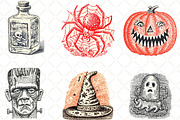 Watercolor Doodle Halloween Clipart, an Illustration by Black Bird Studio (Thumbnail 5 of 6)