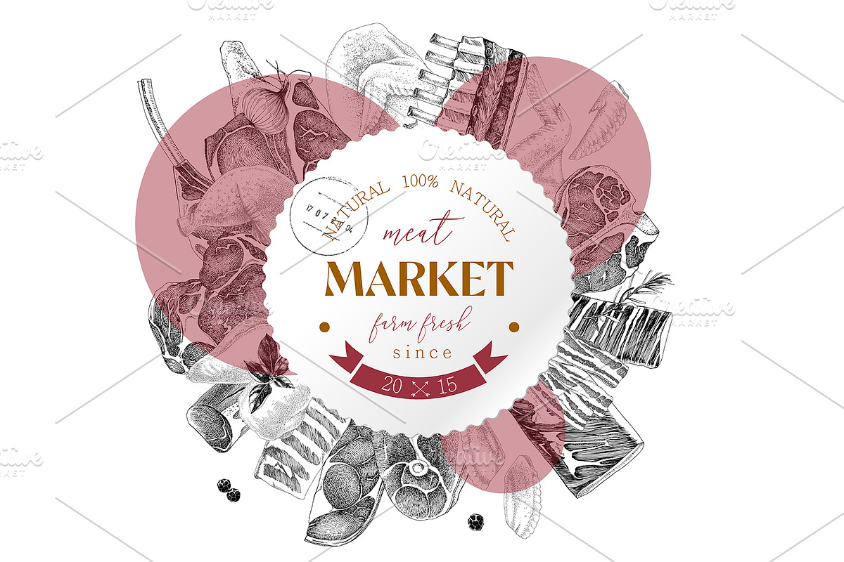 Ultimate meat set. Meat market, a Food Illustration by handsketched (Photo 13 of 17)
