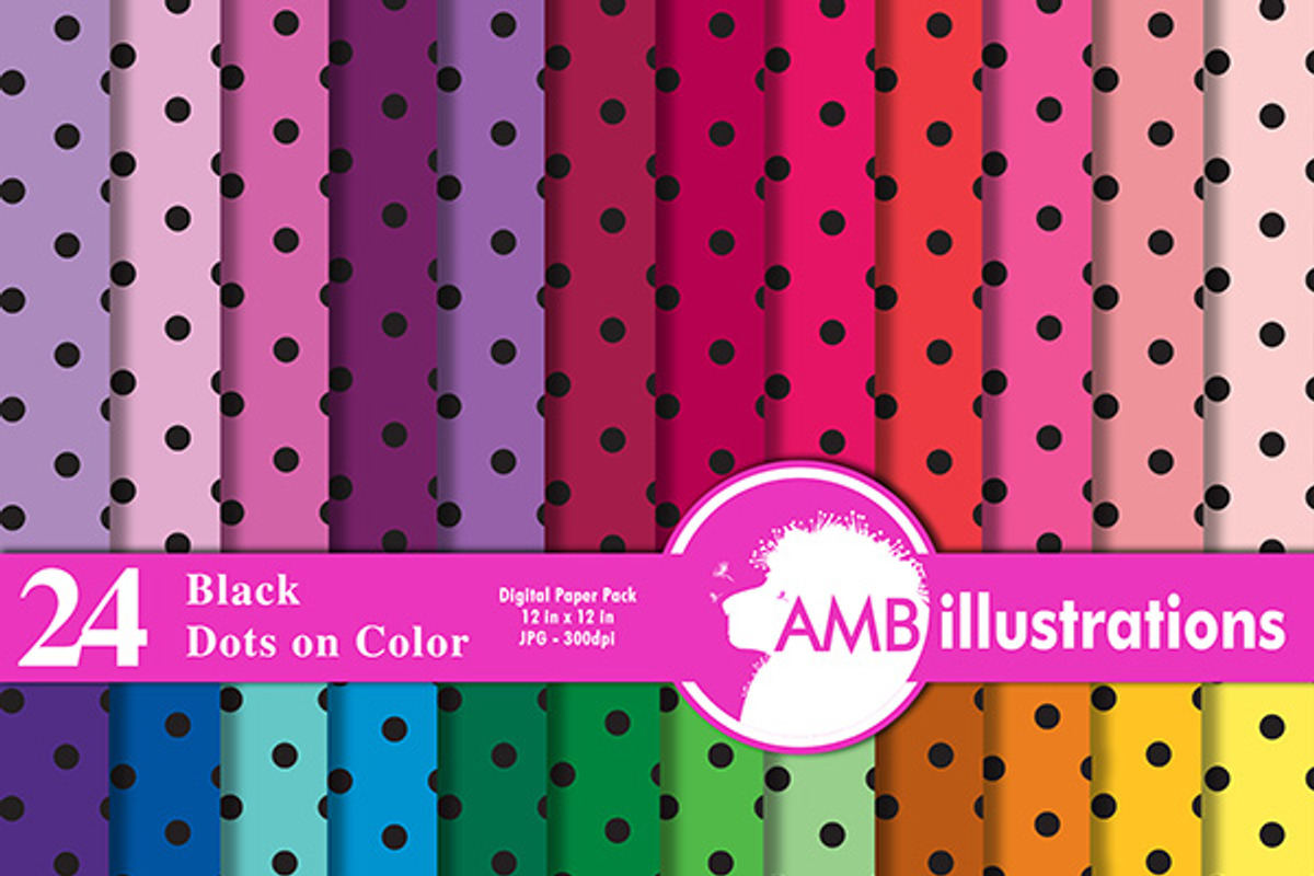 24 polkadot digital papers, AMB-409