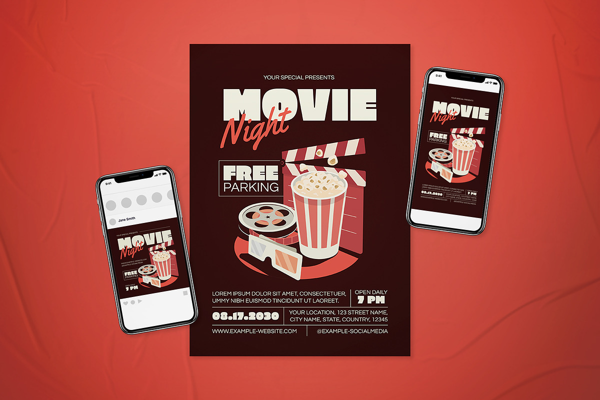 Movie Night Flyer Set, a Flyer Template by The Good Store (Photo 1 of 2)