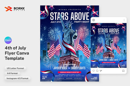 4th of July Flyer Template Canva