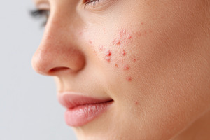 Close-up of a young woman with acne, a Health & Medical Photo by MistyDay