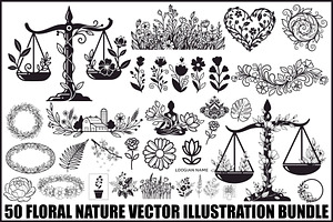 50 Floral Nature Vector Illustration, an Illustration by Gaye Art